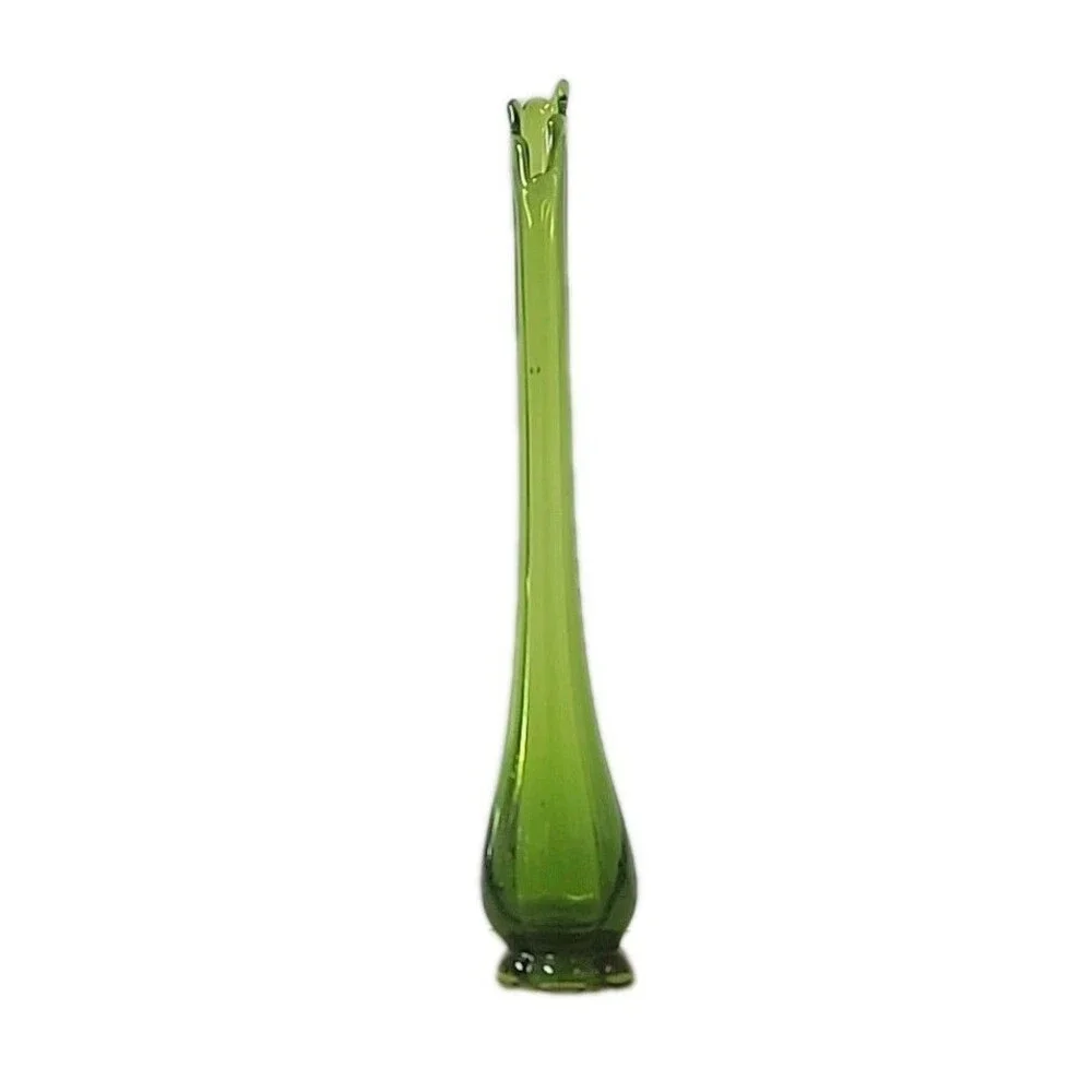 Vintage Mid-Century Green Swung Glass Vase – 16